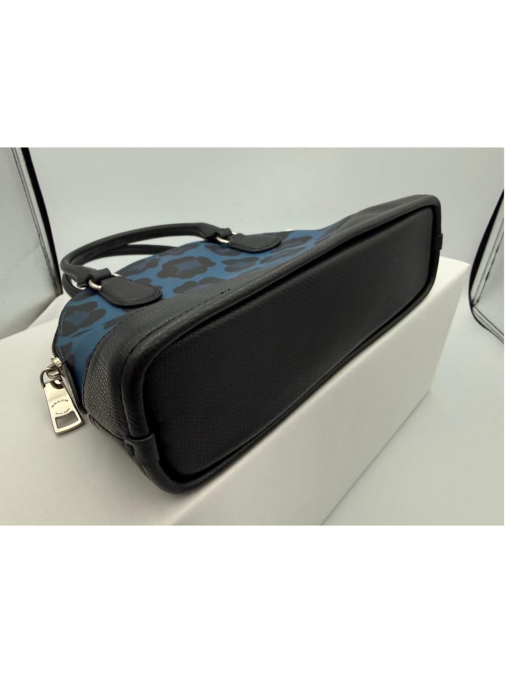 Women's Coach Blue Black Leopard Print Mini Satchel - Picture 11 of 12
